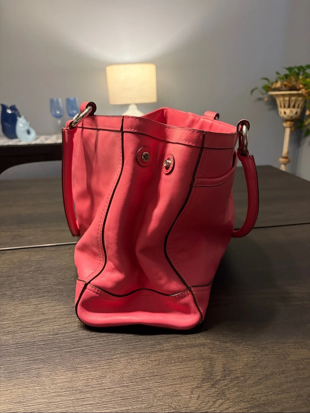 Coach Park Pink Leather Carryall Tote Shoulder Bag F19728